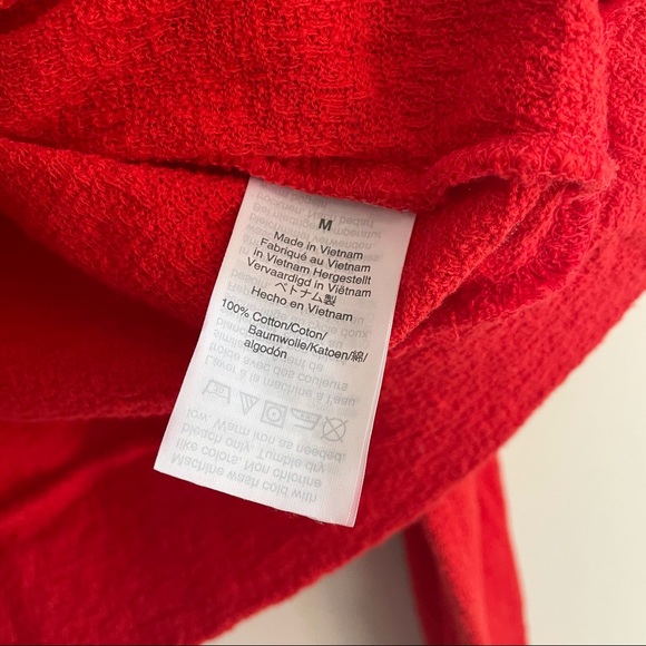 J. CREW Faux Wrap Textured Crepe Blouse Top Red Medium M - Picture 9 of 15